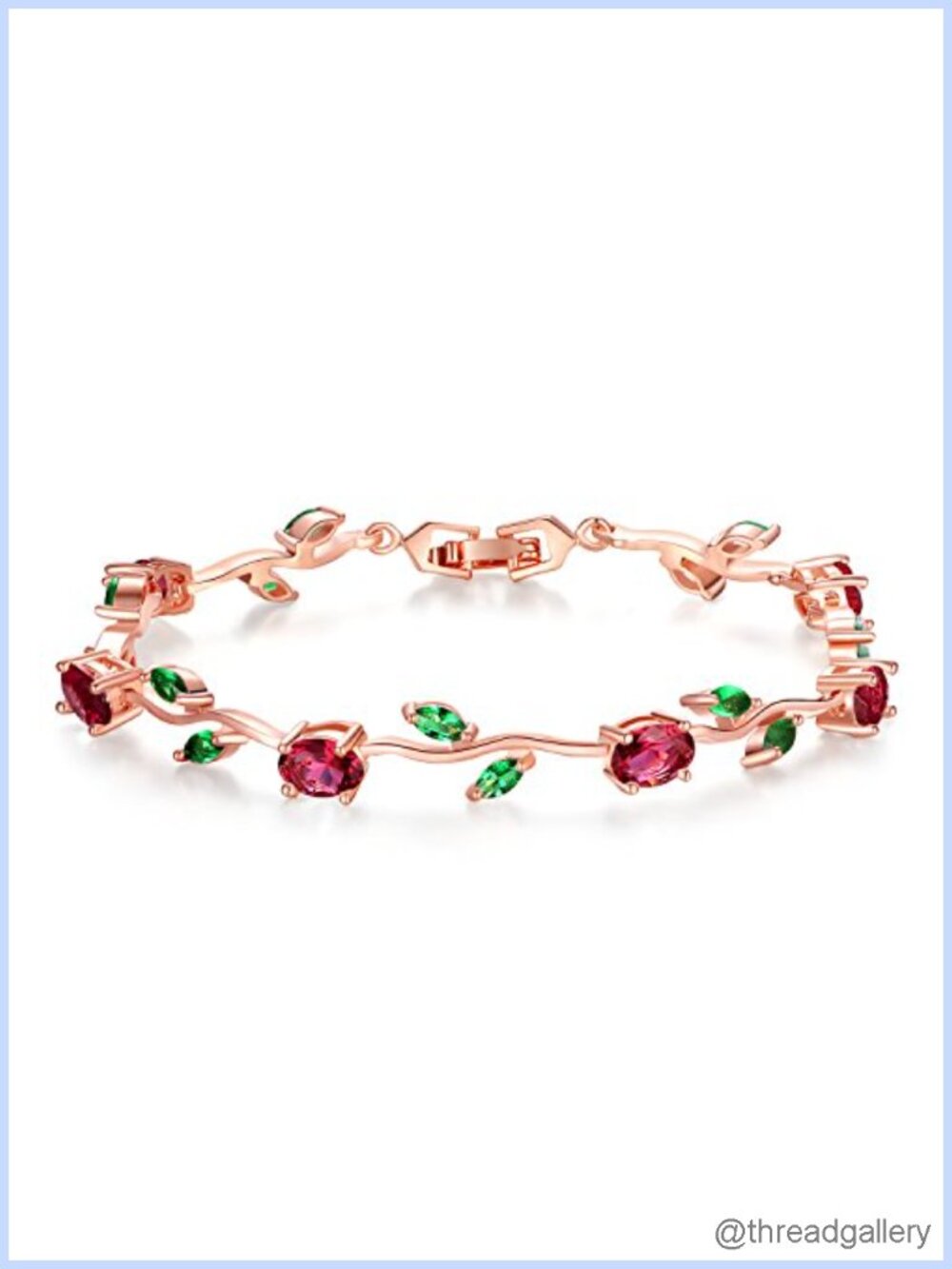 14K Gold Plated 7 in Bracelet Women Flower Vine Tennis Bracelet